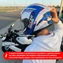 Capacete Fechado Racer1 Rc1 Octane Branco Azul Vermelho Mais Viseira Rc1 Fume