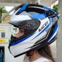 Capacete Fechado Racer1 Rc2 Start Attitude Preto Branco Azul