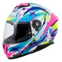 Capacete Fechado LS2 FF808 Stream 2 Scratches Branco Roxo Fosco