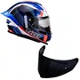 Capacete Fechado Racer1 Rc1 Icone Azul Branco Vermelho Mais Viseira Rc1 Fume