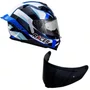 Capacete Fechado Racer1 Rc1 Icone Branco Preto Azul Mais Viseira Rc1 Fume