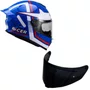 Capacete Fechado Racer1 Rc1 Nava Azul Branco Vermelho Mais Viseira Rc1 Fume