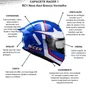Capacete Fechado Racer1 Rc1 Nava Azul Branco Vermelho Mais Viseira Rc1 Fume