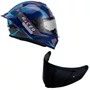 Capacete Fechado Racer1 Rc1 Octane Azul Cinza Vermelho Mais Viseira Rc1 Fume