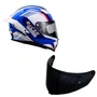 Capacete Fechado Racer1 Rc1 Octane Branco Azul Vermelho Mais Viseira Rc1 Fume