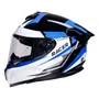 Capacete Fechado Racer1 Rc2 Start Attitude Preto Branco Azul