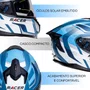 Capacete Fechado Racer1 Rc2 Start Spirit Azul Branco Prata