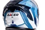 Capacete Fechado Racer1 Rc2 Start Spirit Azul Branco Prata