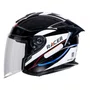 Capacete Aberto Racer1 Rc3 Wind-R Horizon Preto Branco Vermelho Azul