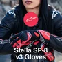 Luva Alpinestars Stella Sp 8 V3 Preto Branco Diva Pink Fluor
