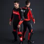 Macacão Dainese Mistel Preto Vermelho 2 Peças